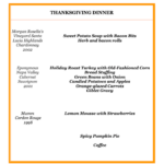 Gala Thanksgiving menu CPG